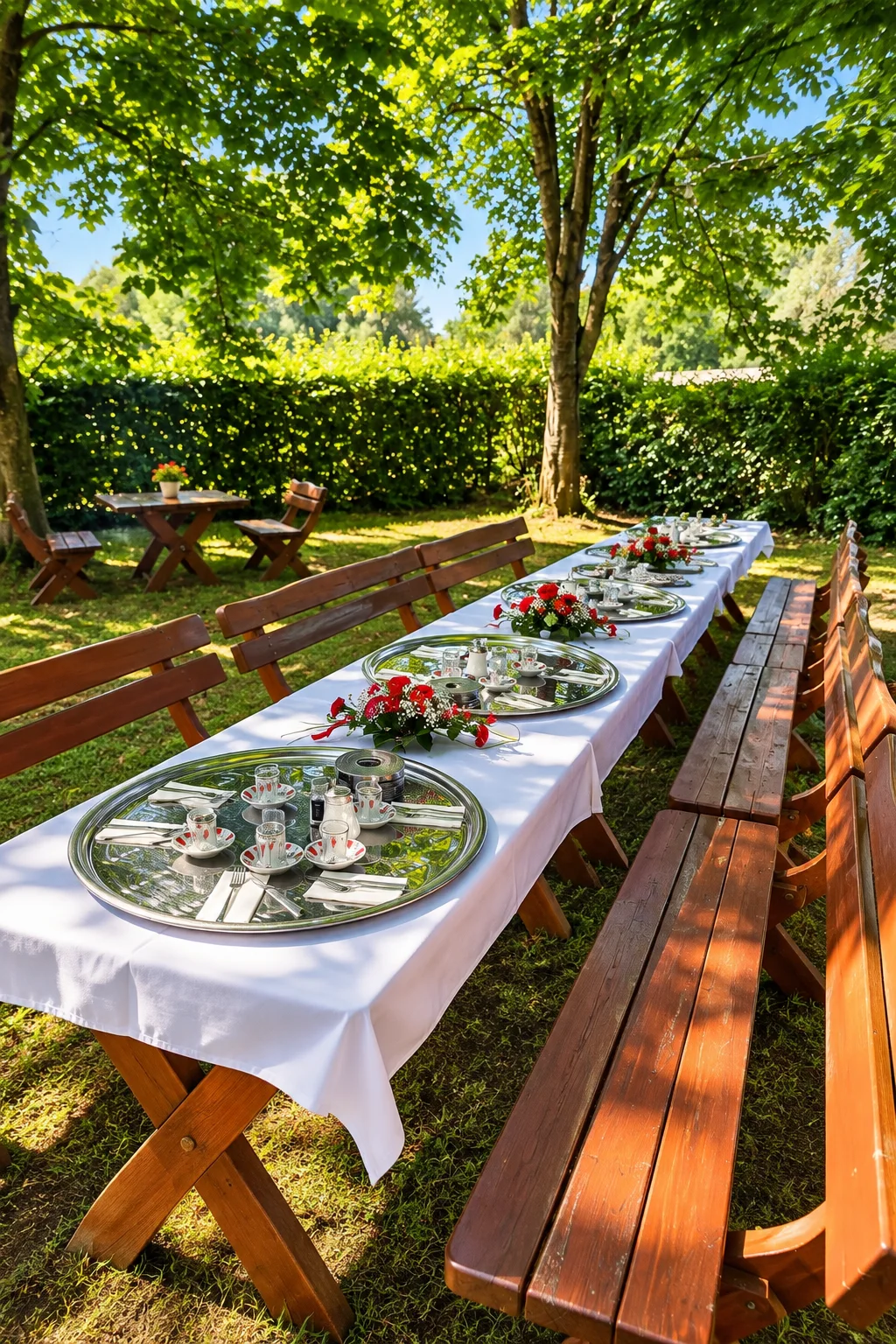 Große gedeckte Tafel für eine Feier