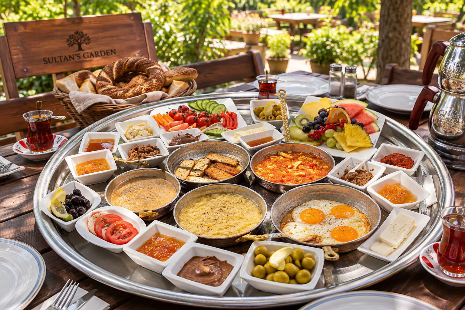 Hero – großer Frühstückstisch im Garten